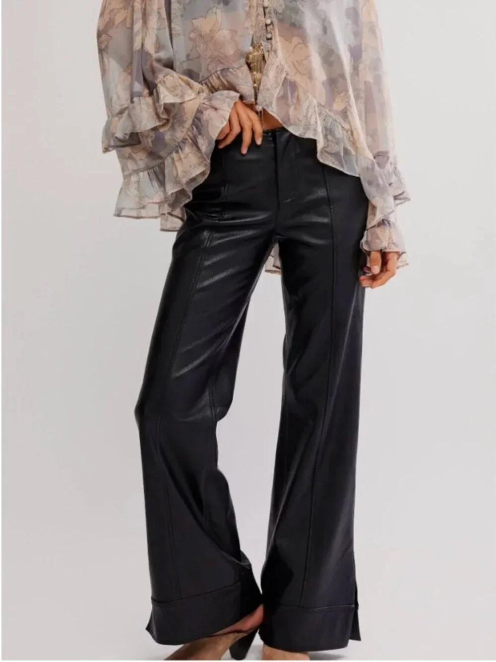 FREE PEOPLE NWT Glow Up Vegan Pants / Black